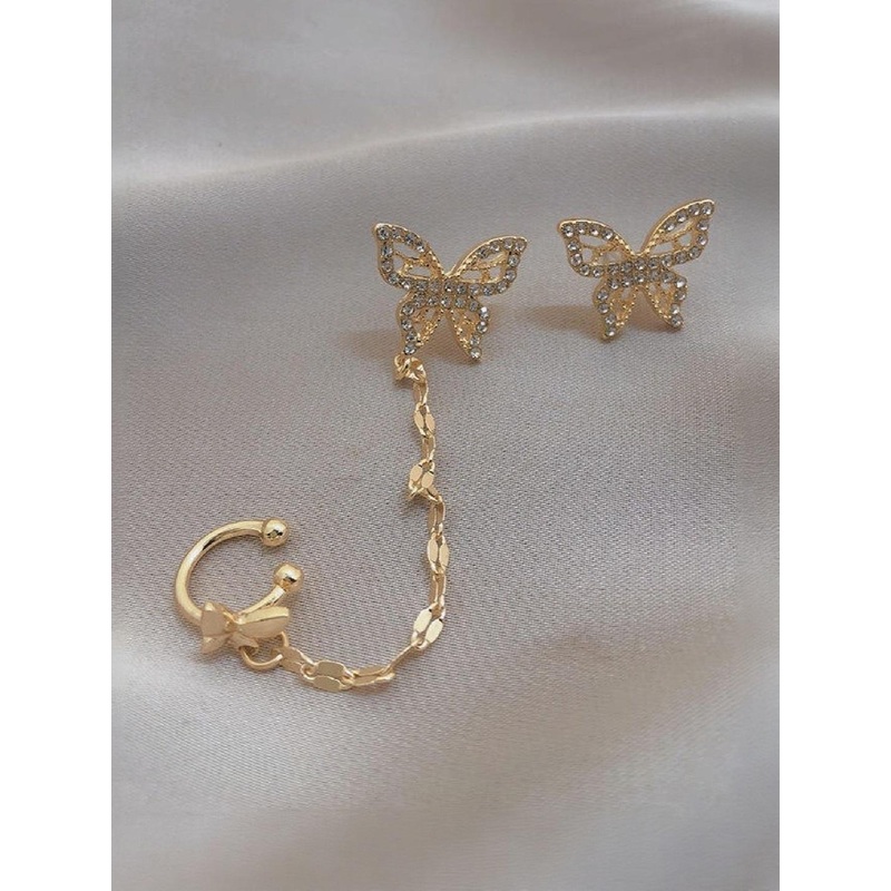 ISHKAARA Gold-Plated Artificial Stones Studded Contemporary Ear Cuff Earrings