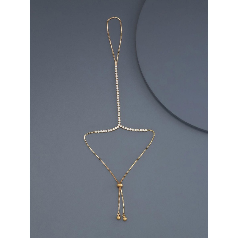 Kushal’s Fashion Jewellery Gold-Plated Cubic Zirconia Studded Ring Bracelet