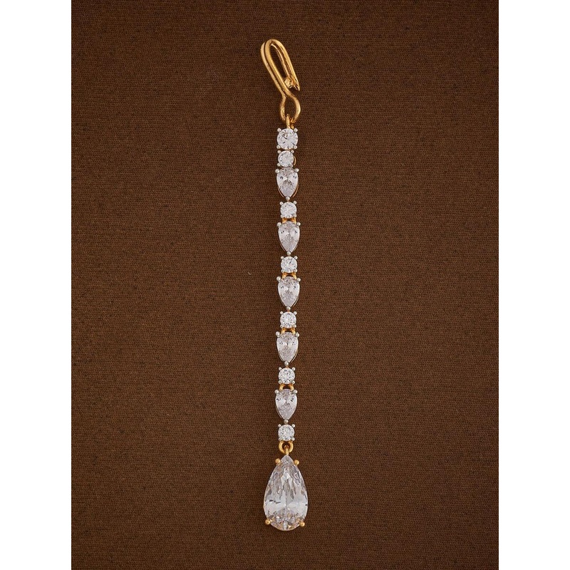 Kushal’s Fashion Jewellery Gold-Plated Zircon Embellished Bridal Maang Tikka