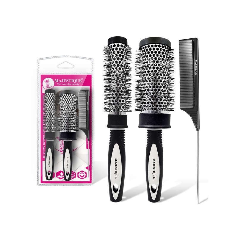 MAJESTIQUE 3-Pcs Blow Dry Hair Roller Brushes & Tail Comb