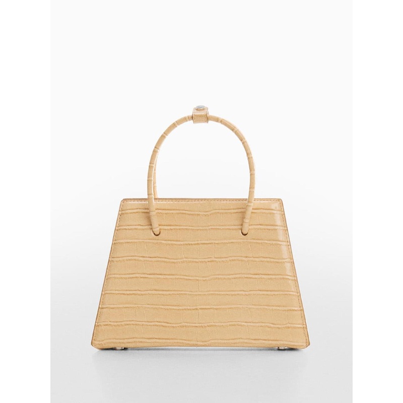 MANGO Croco-Textured Structured Handheld Bag