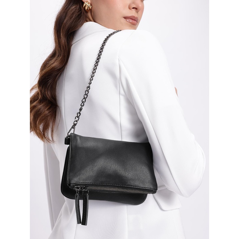 MANGO Leather Structured Sling Bag