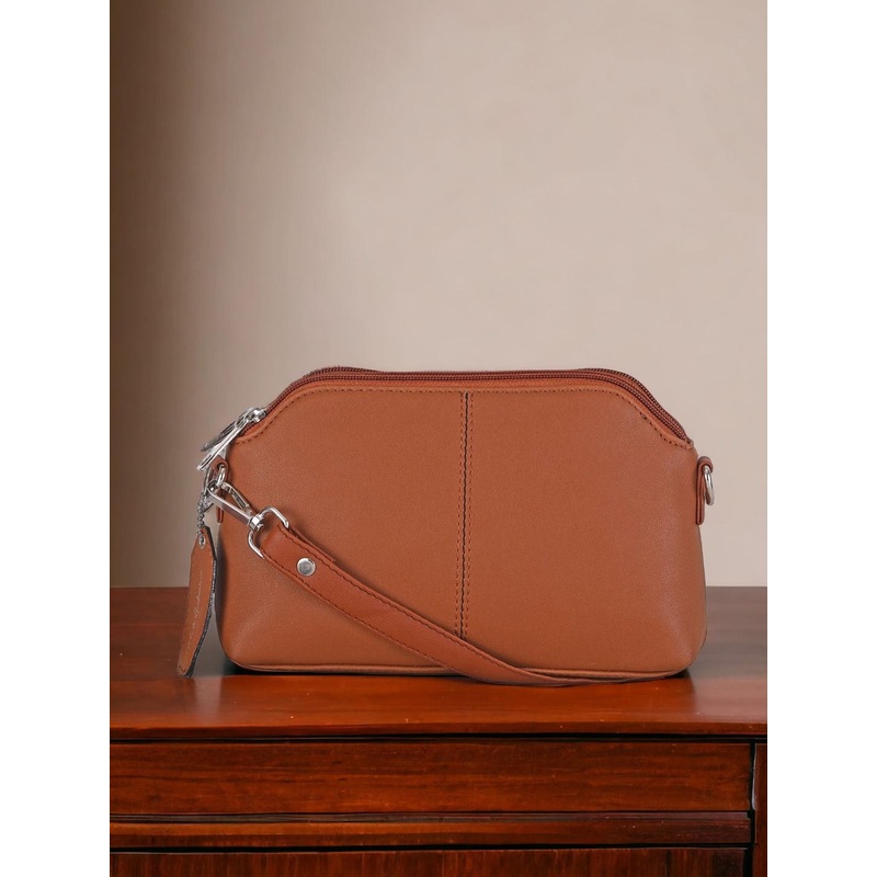 Mast & Harbour Tan Textured Structured Sling Bag