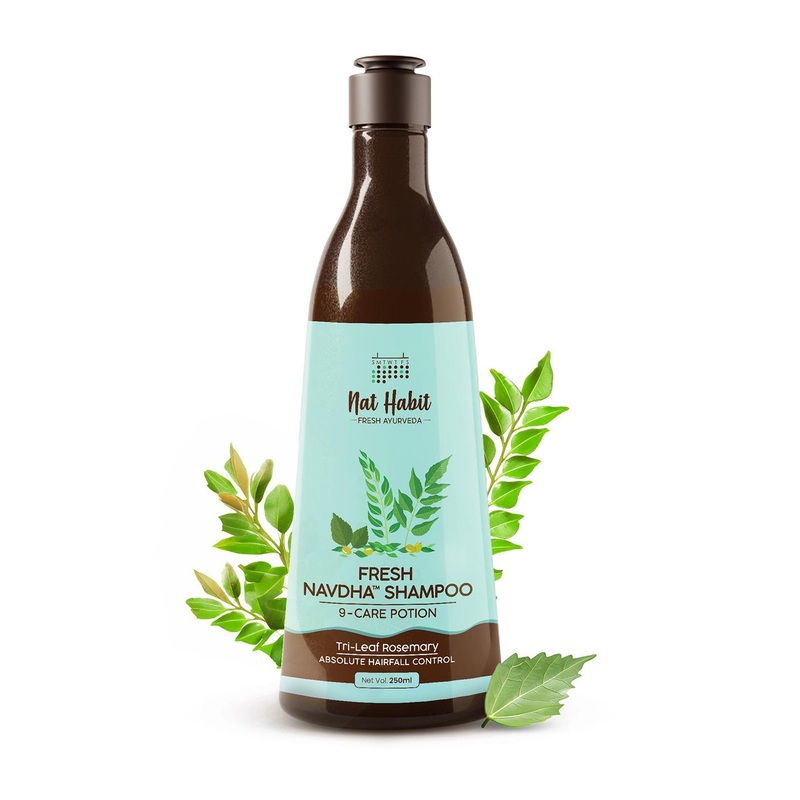 Nat Habit Tri-Leaf Rosemary Navadha Shampoo for Frizzy & Dry Hair – 250ml
