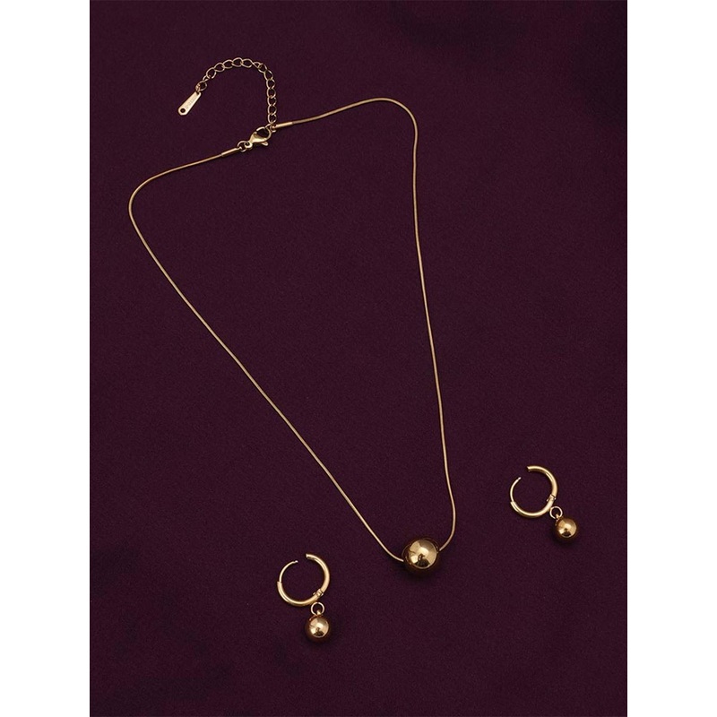 PALMONAS Gold-Plated Stainless Steel Orb Jewellery Set