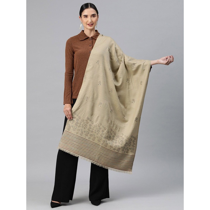 Sangria Ethnic Motifs Woven Design Winter Pashmina Woollen Stole