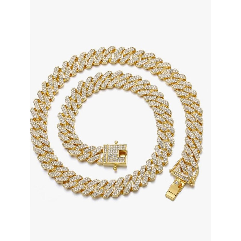 V FASHION JEWELLERY Unisex Gold-Plated Stainless Steel Rhinestone Studded Zig Zag Necklace