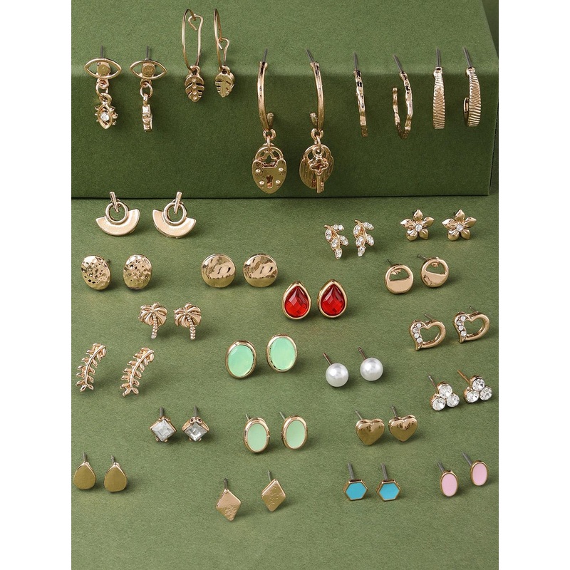 Zaveri Pearls Multicoloured Set Of 25 Contemporary Studs Earrings