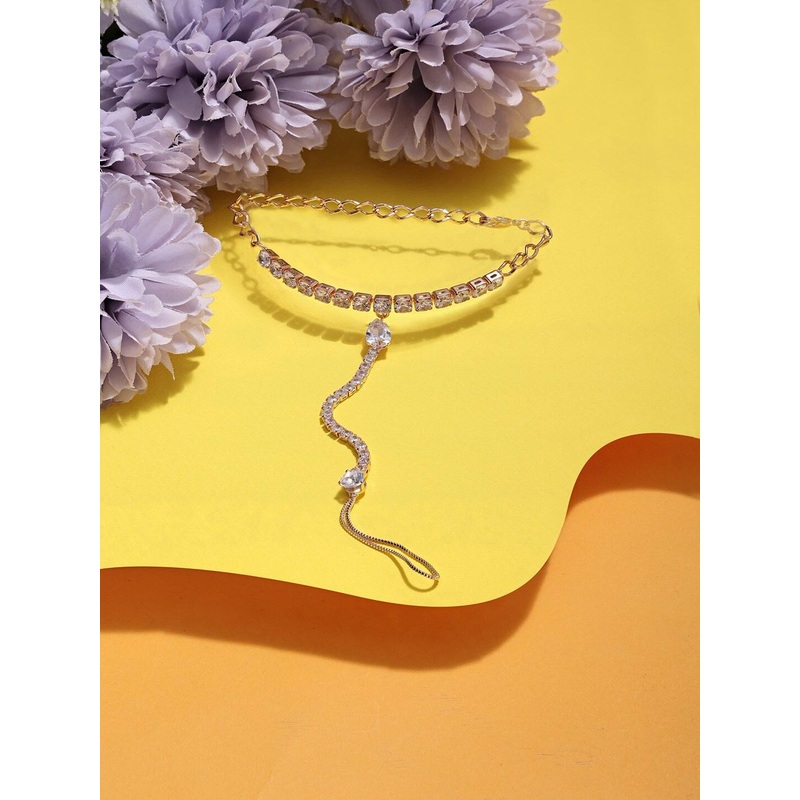 Zaveri Pearls Women Rose Gold Plated Cubic Zirconia Ring Bracelet