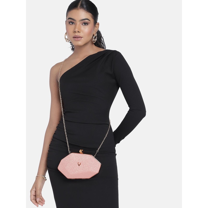 Allen Solly Shimmery Textured Octagonal Purse Clutch