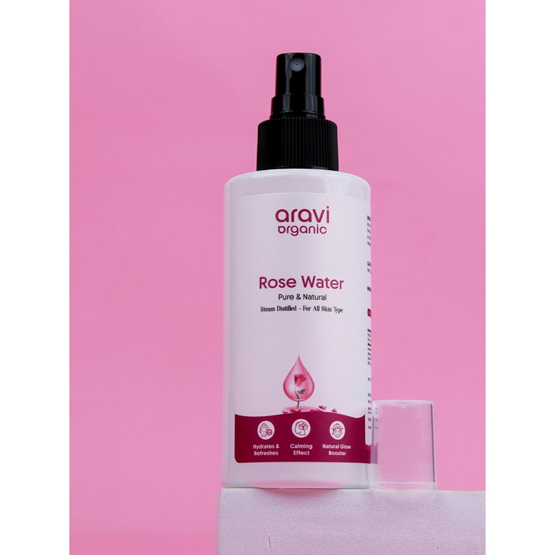 Aravi Organic Pure & Natural Rose Water Steam Distilled Face Spray Toner – 150ml