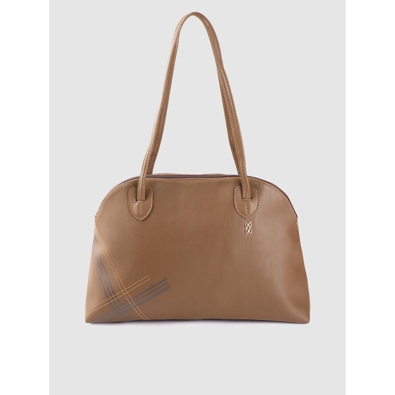 Baggit Brown Solid Shoulder Bag with Printed Detail
