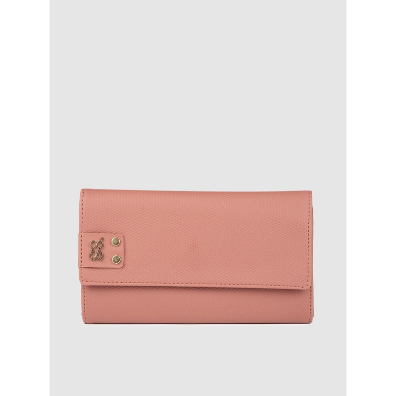 Baggit Women Tan Textured Synthetic Leather Three Fold Wallet