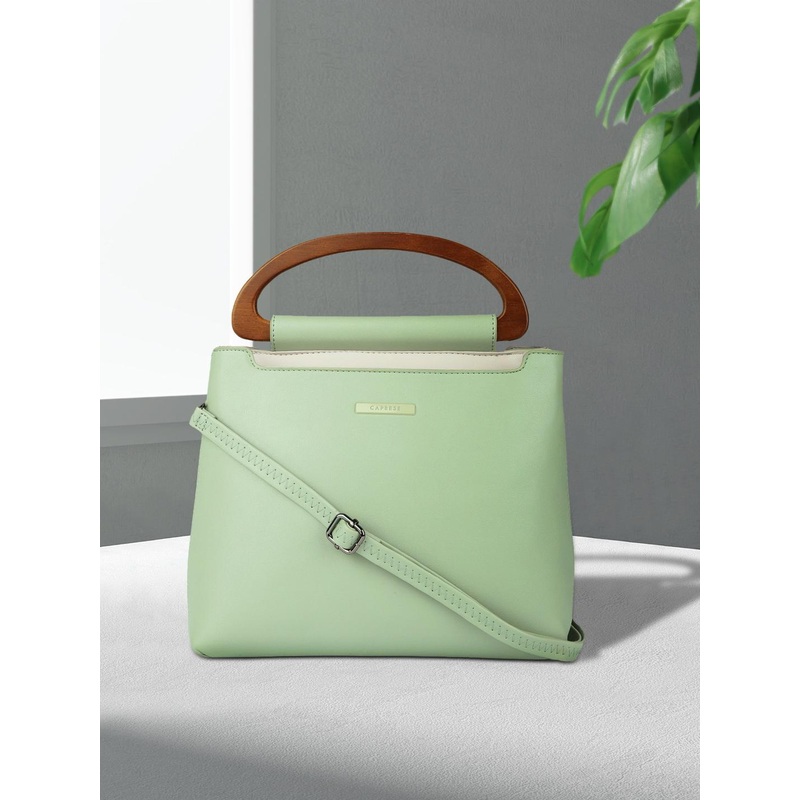 Caprese Edwina Women Green Medium Satchel Bag