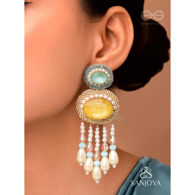 EVERSTYLISH Sanjoya Pearls & Stones Embroidered Earrings
