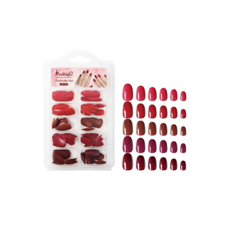 FEELHIGH 120-Pcs Press On Nail Tips Medium Round Artificial Nail Extensions