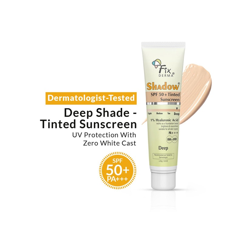 FIXDERMA Shadow Tinted SPF 50 Sunscreen With Vitamin E 30g – Deep
