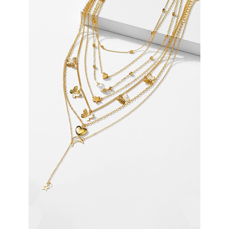 Jewels Galaxy Set Of 6 Gold-Plated Necklace