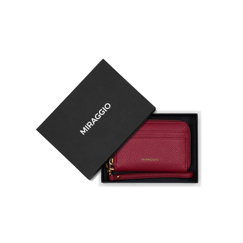 MIRAGGIO Ellie Red Zip Around Wallet With Detachable Wrist Strap