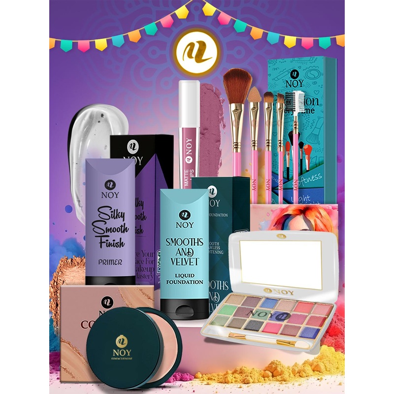 NOY Full Makeup Kit with Lipstick, Compact, Foundation & Brushes