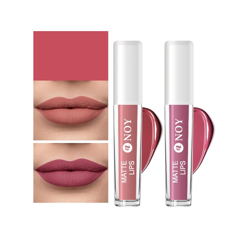NOY Matte Lips Set Of 2 Lightweight Liquid Lipstick – 4ml Each – Nude-Nude Pink