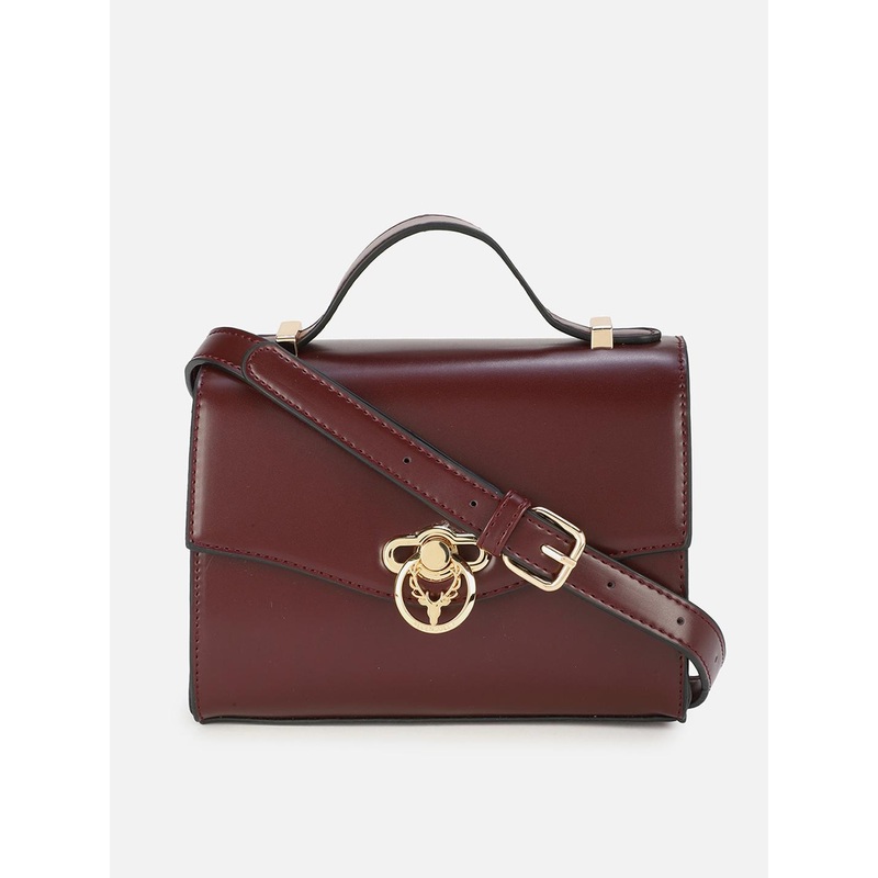 Allen Solly Brown PU Structured Satchel