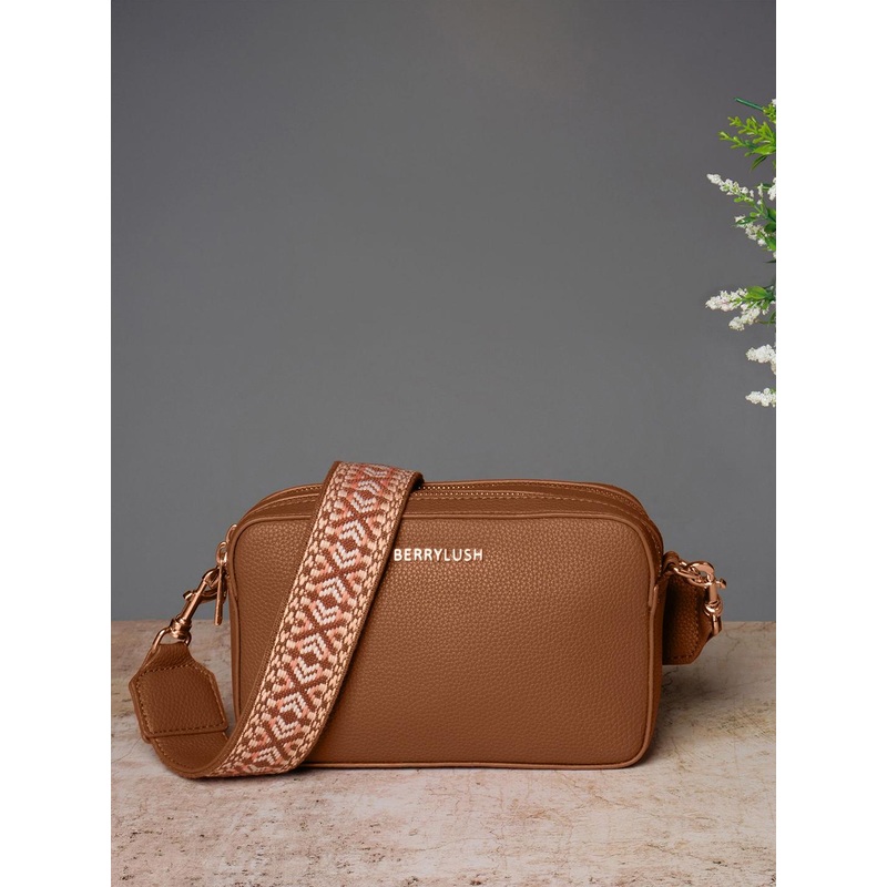 Berrylush Structured Sling Bag with Cut Work