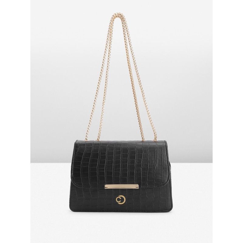 Caprese Selena Women Black Medium Sling Bag