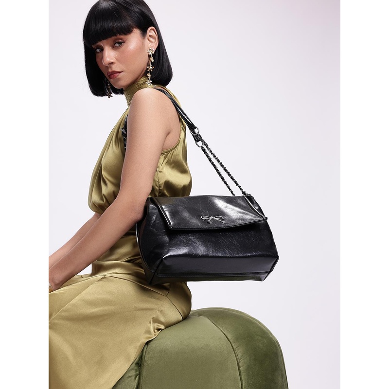 DressBerry Textured Structured Shoulder Bag