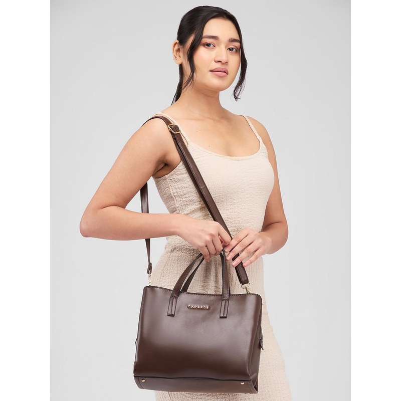DressBerry X CAPRESE Lucie Women Brown Medium Satchel Bag