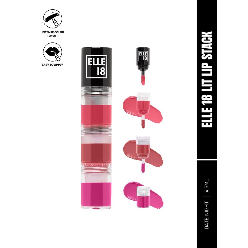 ELLE 18  Lit Lip Stack 3 in 1 Matte Liquid Lipstick For Intense Payoff  4.5ml – Date Night