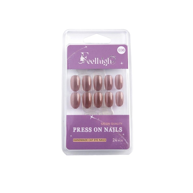 FEELHIGH Set Of 24 Press On Cat Eye Reusable Artificial Nails – E-06
