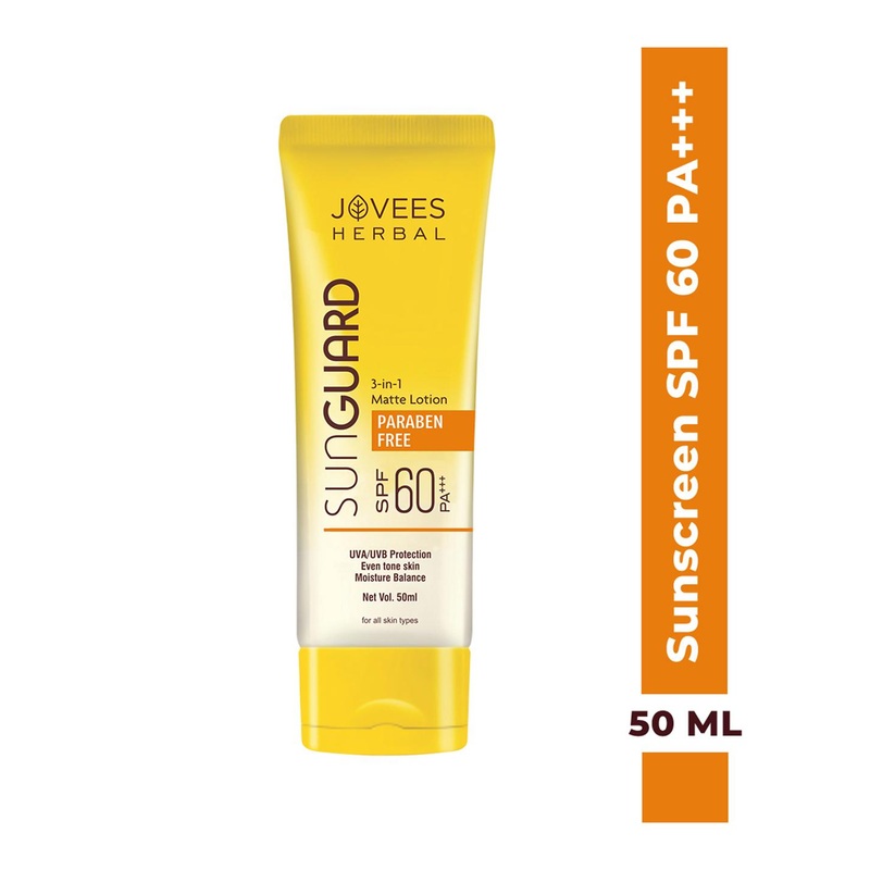 Jovees Herbal Sun Guard SPF 60 PA++++ 3 In 1 Matte Lotion For UVA\u002FUVB Protection – 50ml