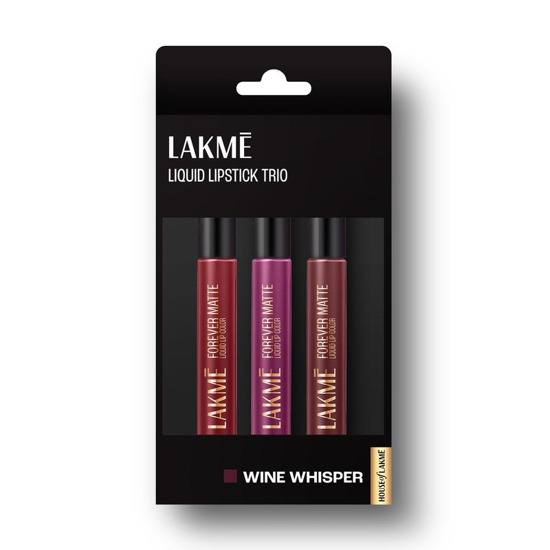 Lakme Forever Matte Long Stay Light-Weight Liquid Lipstick Trio 16.8ml – Wine Whisper