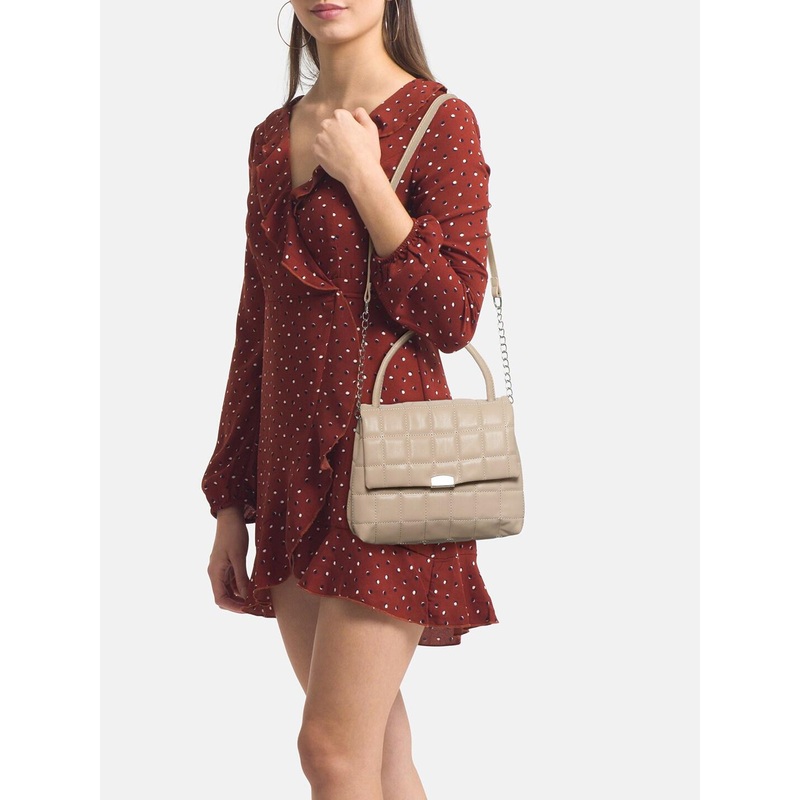 Lino Perros Beige Quilted Satchel