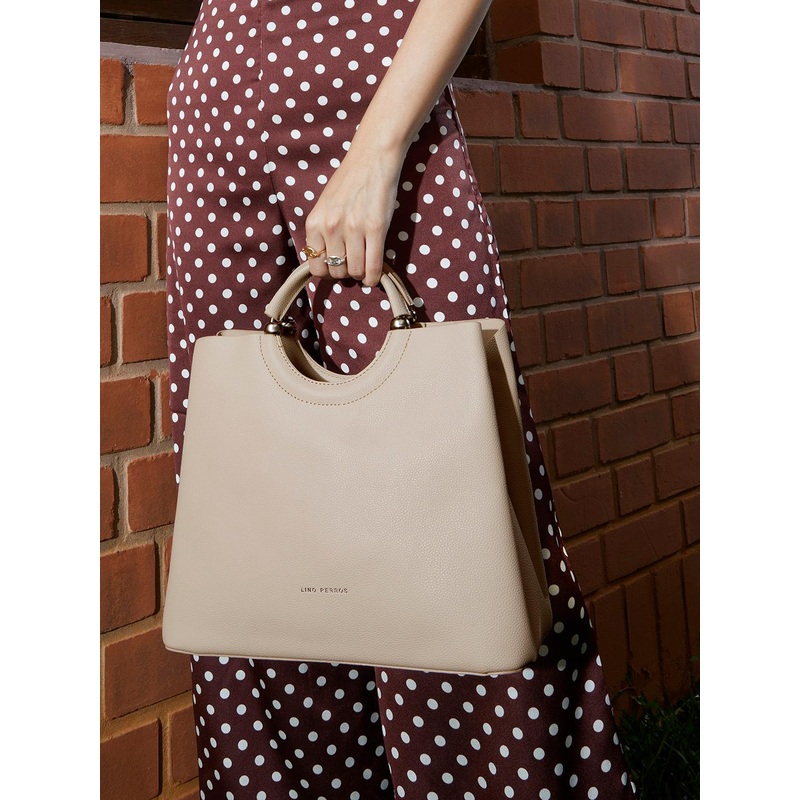 Lino Perros Beige Solid Handheld Bag