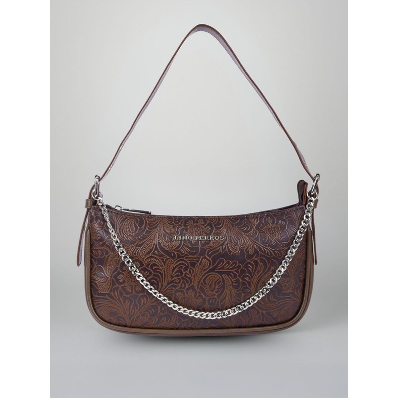 Lino Perros Floral Textured Structured Baguette Bag