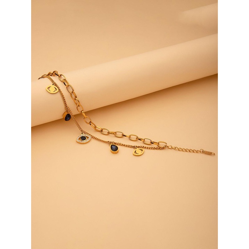 Maasha Gold Toned Evil Eye Layered Bracelet