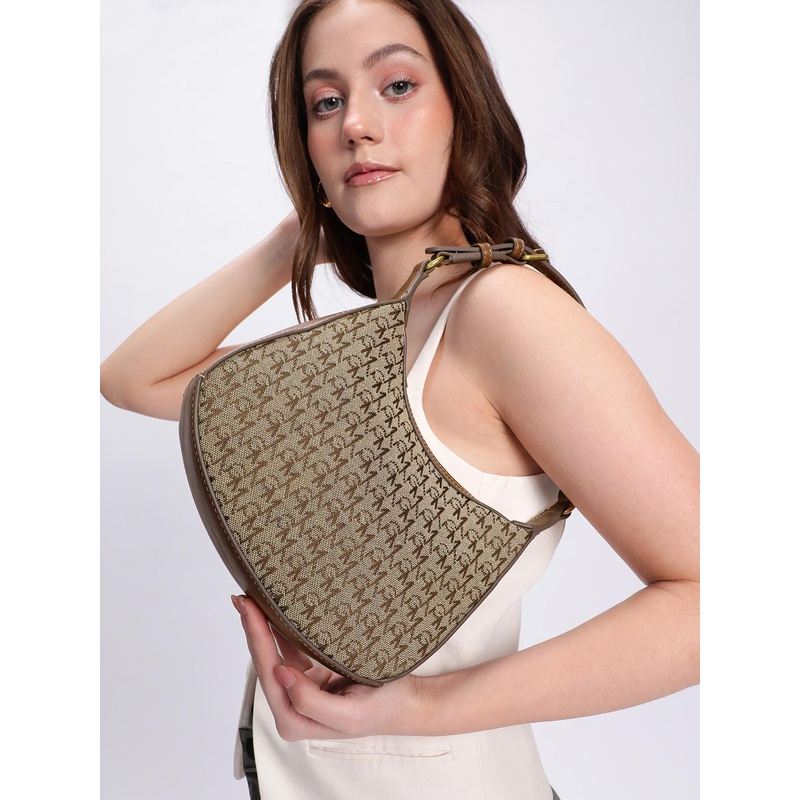 MANGO Brand Logo Structured Shoulder Bag