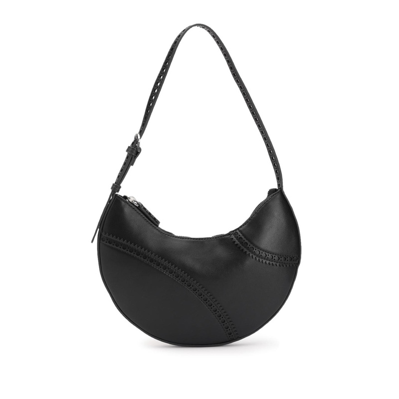 MANGO PU Half Moon Shoulder Bag With Cut Work