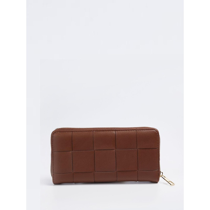 max Women Textured PU Zip Around Wallet
