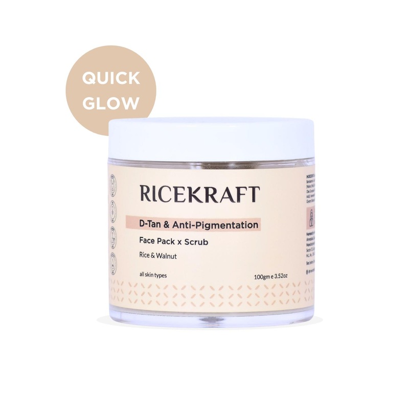 Ricekraft D-Tan & Anti-Pigmentation Face Pack Plus Scrub With Rice & Walnut – 100 g