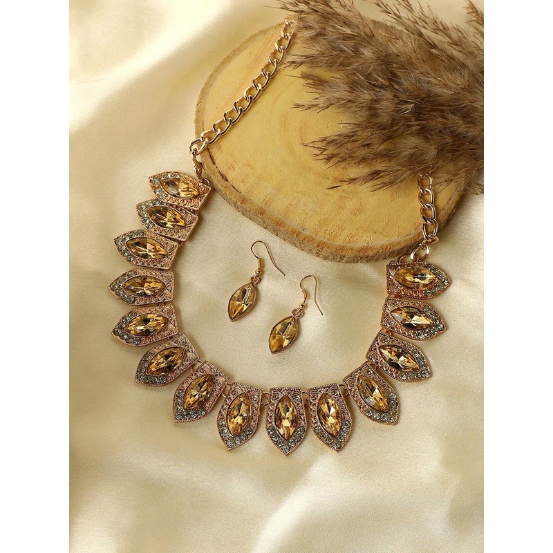 SOHI Gold Plated & Stone Studded Jewellery Set