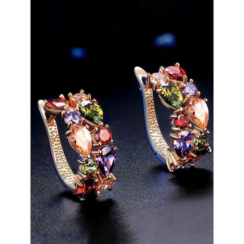 YouBella Women Gold-Plated Multicoloured Hoop Earrings