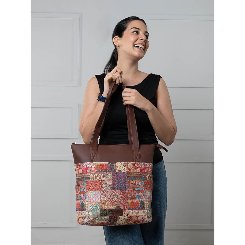 ZOUK Ethnic Motifs Printed Shopper Tote Bag
