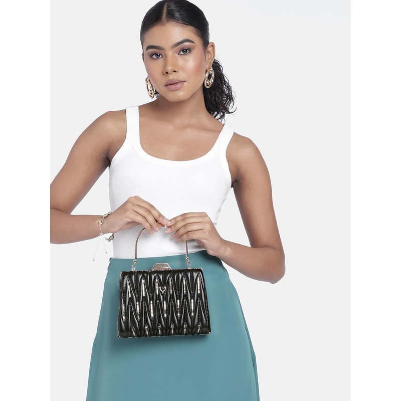 Allen Solly Shimmery Textured Quilted Purse Clutch