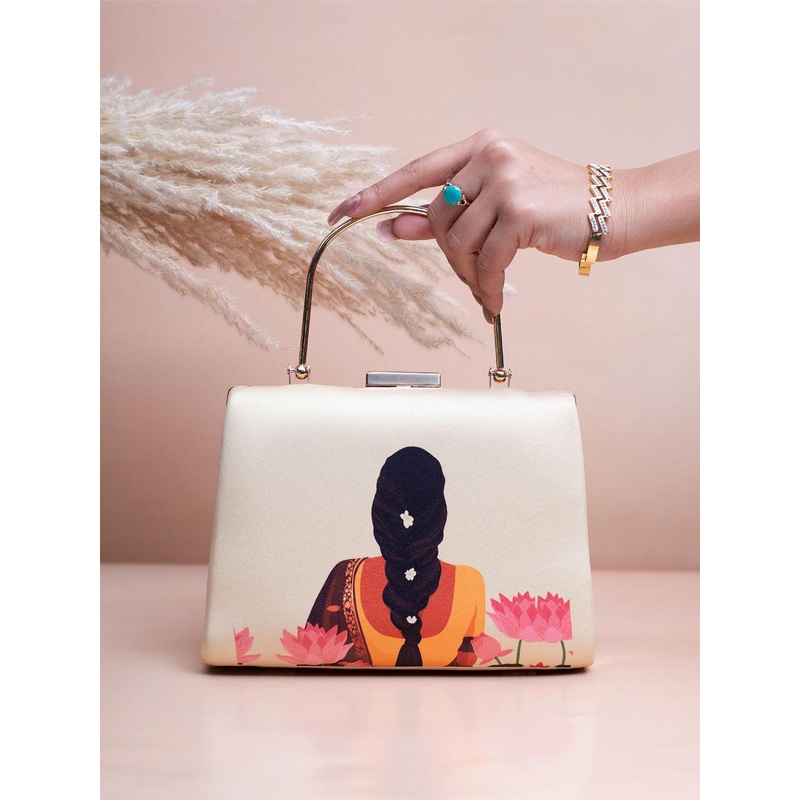 ARTKLIM Flower Lady Printed Box Clutch
