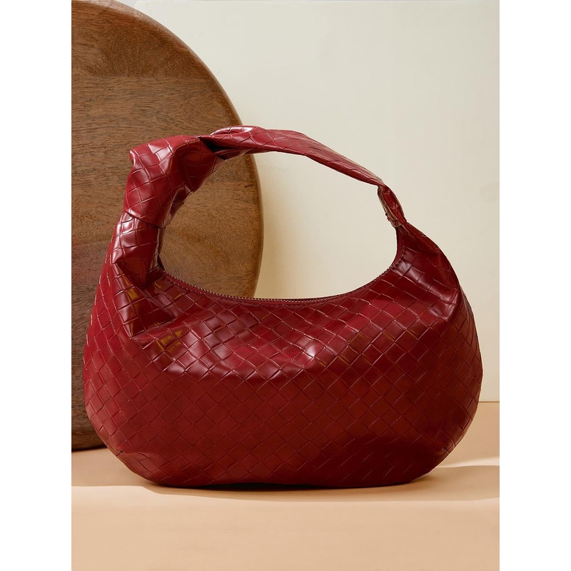 Berrylush Red Textured Handheld Bag