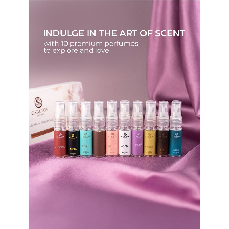 Carlton London Set Of 10 Blush, Lush, Desire, Escape, Incense,Activ, Overose Eau De Parfum