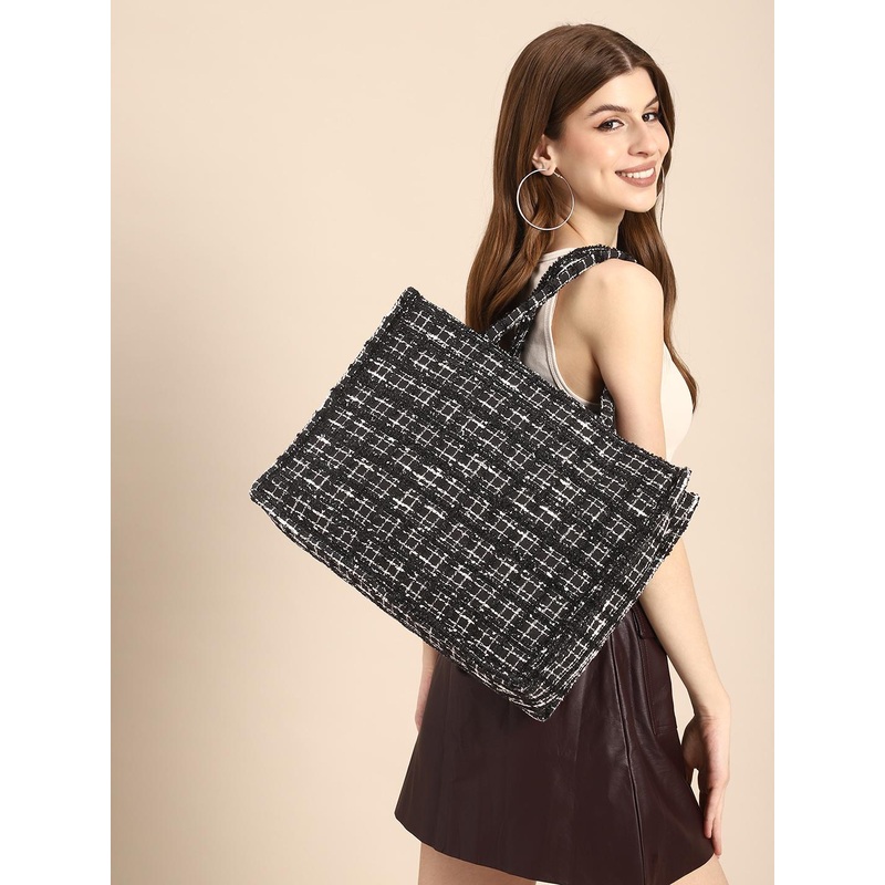 DressBerry Checked Oversized Shopper Tote Bag with